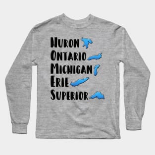 Great Lakes HOMES with Lake Outlines Long Sleeve T-Shirt